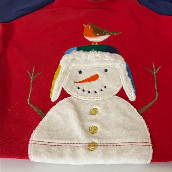 Baby Boden Red Snowman Long Sleeve Tee, Size 3-6 months - Picture 4 of 5